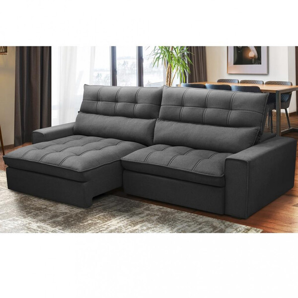 Sofá 4 Lugares 250cm Veludo Retrátril Reclinável Bipartido Da