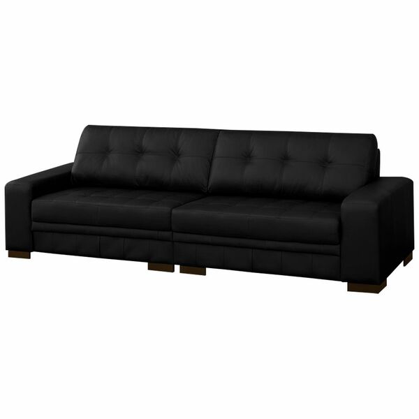 Sofá 4 Lugares 260cm Milano Couro Preto Fosco G58 - Gran Belo