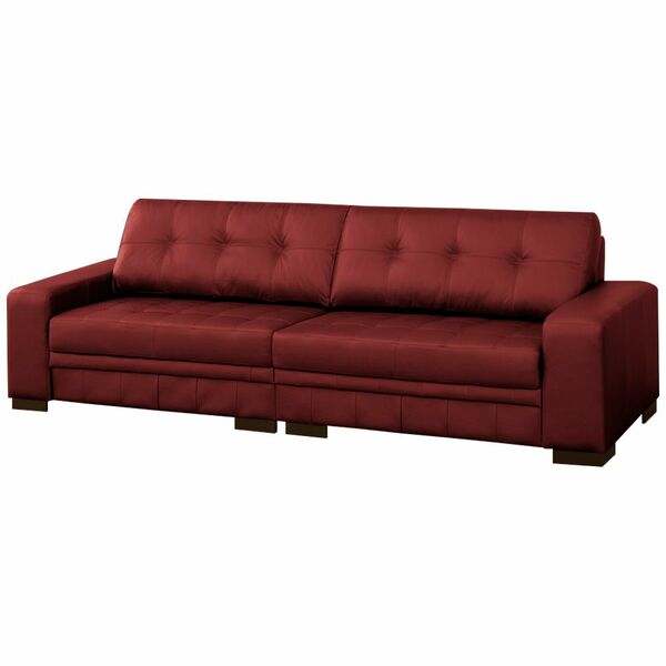 Sofá 4 Lugares 260cm Milano Couro Vermelho G58 - Gran Belo