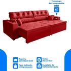 Sofá 4 Lugares 262 M Vermelho Retrátil Carregamento Usb
