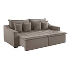 Sofá 4 Lugares 274cm Retrátil E Reclinável Amy Veludo Bege Na