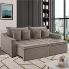 Sofá 4 Lugares 274cm Retrátil E Reclinável Amy Veludo Bege Na