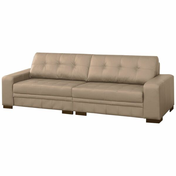 Sofá 4 Lugares 280cm Milano Couro Bege 66 G58 - Gran Belo