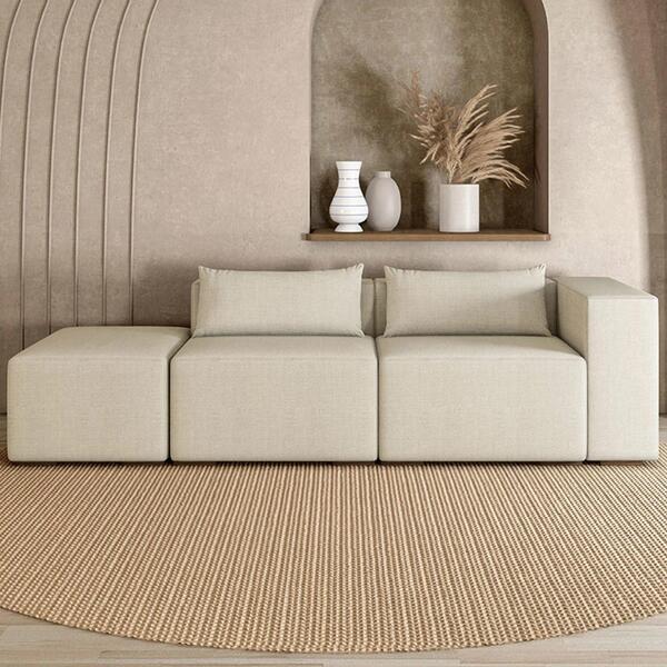 Sofá 4 Lugares 283cm Com Puff Esquerdo Fay Linho Cru Z55 - Mp