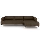 Sofá 4 Lugares 286cm Com Chaise Direito Eko Couro Castanho Z5