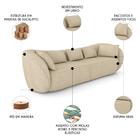 Sofá 4 Lugares 292cm Orgânico Pé Madeira Yume Linho Bege Z55