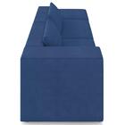 Sofá 4 Lugares 303cm Com Puff Direito Fay Veludo Azul Z55 - M