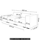 Sofá 4 Lugares 303cm Com Puff Esquerdo Fay Linho Cinza Z55 -