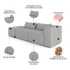 Sofá 4 Lugares 303cm Com Puff Esquerdo Fay Linho Cinza Z55 -
