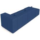 Sofá 4 Lugares 303cm Com Puff Esquerdo Fay Veludo Azul Z55 -