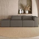 Sofá 4 Lugares 303cm Com Puff Esquerdo Fay Veludo Marrom Z55