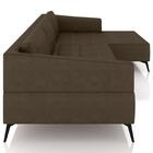 Sofá 4 Lugares 306cm Com Chaise Direito Eko Couro Castanho Z5