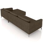 Sofá 4 Lugares 306cm Com Chaise Direito Eko Couro Castanho Z5