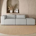 Sofá 4 Lugares 323cm Com Puff Direito Fay Bouclê Cinza Z55 -