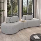 Sofá 4 Lugares 325cm Orgânico Com Mesa Mellanie Linho Cinza Z