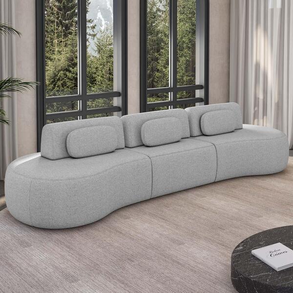 Sofá 4 Lugares 366cm Orgânico Mellanie Linho Cinza Z32 - Mpozenato