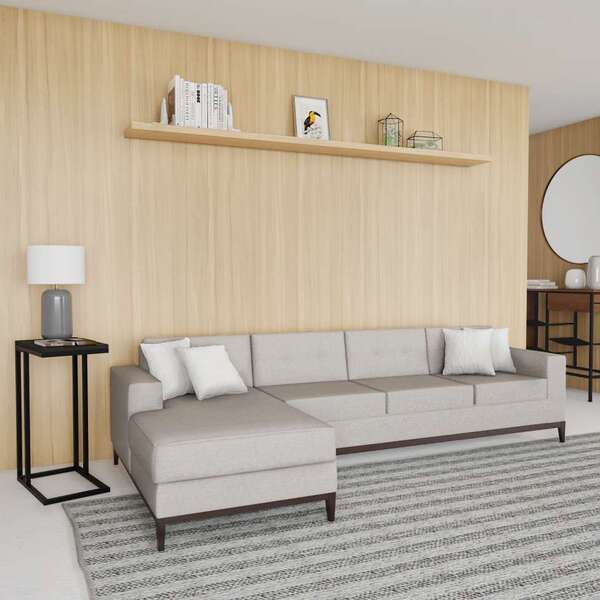 Sofá 4 Lugares Alive Com Chaise Esquerdo Pés E Base Em Madeir