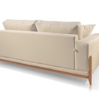 Sofá 4 Lugares Almofada Solta Base Madeira Linho Bege Claro B