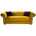 Sofá 4 Lugares Amarelo em Veludo 2,44m Meire Plus