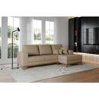 Sofá 4 Lugares Belgrado Com Chaise Direito Linho Bege 250 Cm