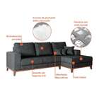 Sofá 4 Lugares Belgrado Com Chaise Direito Linho Grafite 250