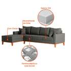 Sofá 4 Lugares Beny Com Chaise Esquerdo Linho Grafite