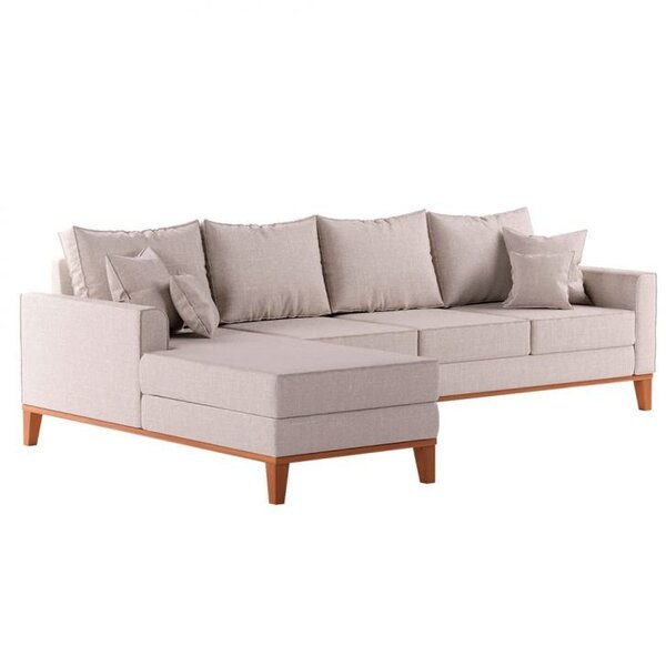 Sofá 4 Lugares Beny Com Chaise Lado Esquerdo Linho Cru Rr Dec