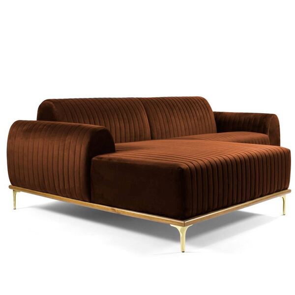 Sofá 4 Lugares Bipartido Com Chaise Lado Direito Base De Made