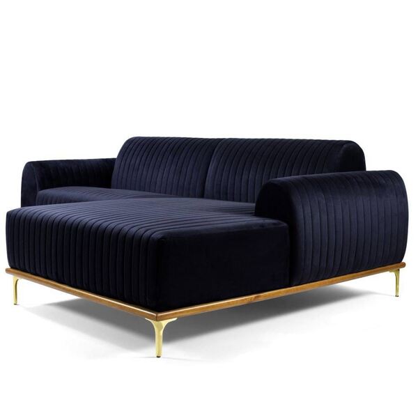 Sofá 4 Lugares Bipartido Com Chaise Lado Esquerdo Base De Mad