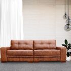 Sofá 4 Lugares Bipartido Sala De Estar 260cm Milano Couro Mel