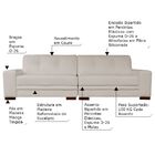 Sofá 4 Lugares Bipartido Sala De Estar Milano 260cm Couro Off