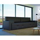 Sofa 4 Lugares Cannes Couro Sintetico Preto Brilho 2,32m