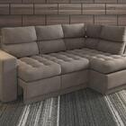 Sofá 4 Lugares Canto Com Chaise Retrátil Miró Velosuede Bege