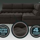 Sofá 4 Lugares Canto Com Chaise Retrátil Miró Velosuede Choco