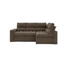 Sofá 4 Lugares Canto Com Chaise Retrátil Miró Velosuede Marro