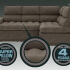 Sofá 4 Lugares Canto Com Chaise Retrátil Miró Velosuede Marro