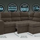 Sofá 4 Lugares Canto Com Chaise Retrátil Miró Velosuede Marro