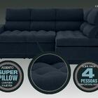 Sofá 4 Lugares Canto Com Chaise Retrátil Miró Velosuede Petro