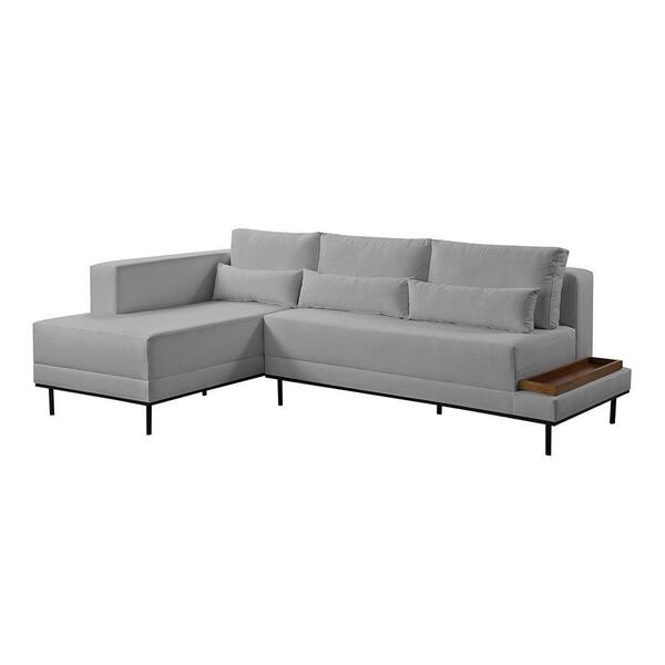 Sofá 4 Lugares Canto Fixo M-174 Veludo Martins Cinza