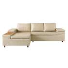 Sofá 4 Lugares Clássico Com Chaise Esquerdo Linho Bege Claro