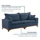 Sofá 4 Lugares Com Almofadas Nápoles  Linho/azul Petroleo