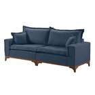 Sofá 4 Lugares Com Almofadas Nápoles  Linho/azul Petroleo