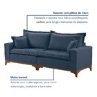 Sofá 4 Lugares Com Almofadas Nápoles  Linho/azul Petroleo