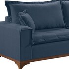 Sofá 4 Lugares Com Almofadas Nápoles  Linho/azul Petroleo