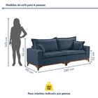 Sofá 4 Lugares Com Almofadas Nápoles  Linho/azul Petroleo
