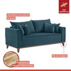 Sofá 4 Lugares Com Almofadas Porto   Linho/azul Petroleo