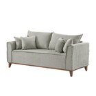 Sofá 4 Lugares Com Almofadas Porto  Linho/cinza Claro