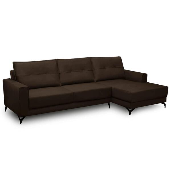 Sofá 4 Lugares Com Chaise Direito 265cm Soreh F05 Veludo Marr