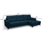 Sofá 4 Lugares Com Chaise Direito 285cm Soreh F05 Veludo Azul