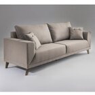 Sofa 4 Lugares Com Pes Em Imbuia Manchester  Bege/marrom